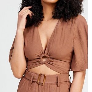 Altar’d State Cropped Anna Top / Brown / Sz Medium